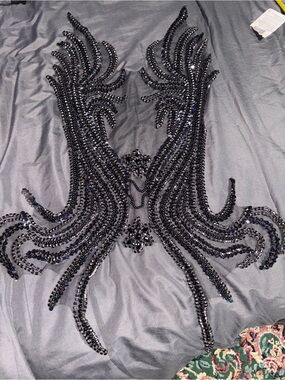 Black Beaded Applique Accent for Women - Decorative Accessory
